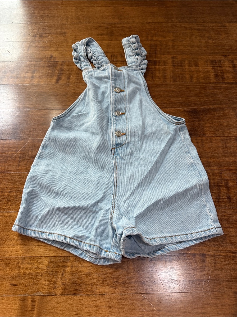 Zara Light Blue Denim Kids Romper Shorts